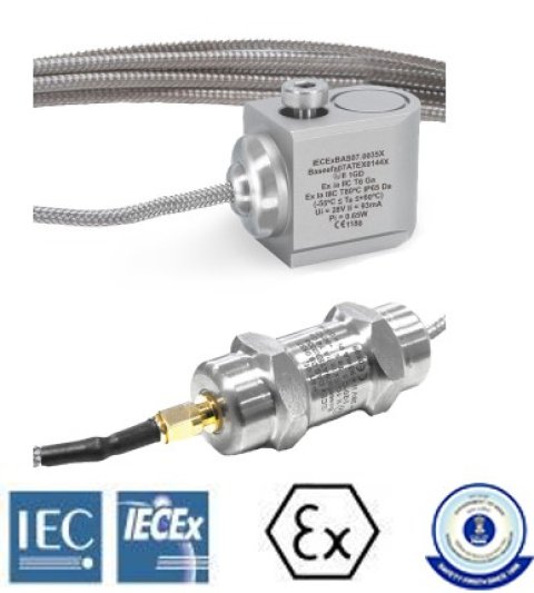 AC High Temperature HS105IS Intrinsically Safe Accelerometer, Side Entry