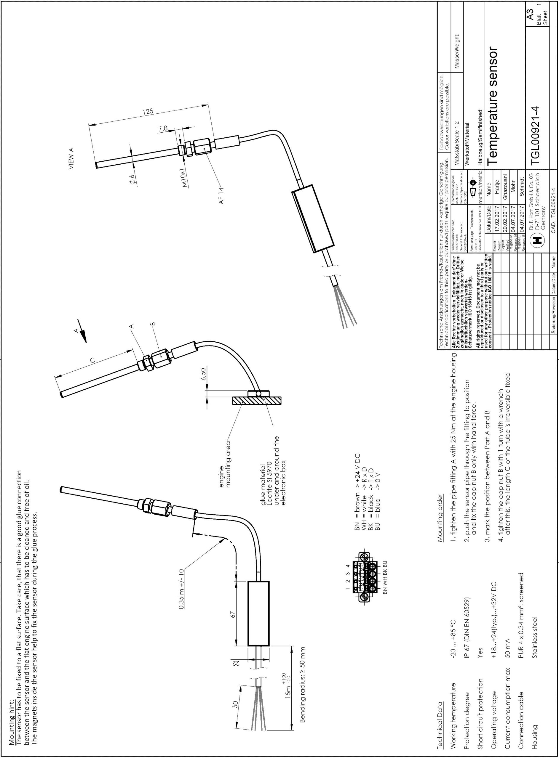 Temperatur sensor TGL009214 Brunvoll MarEl