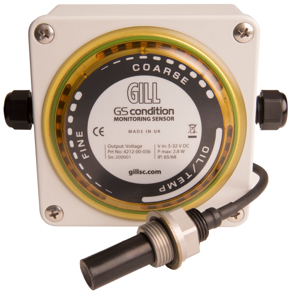 Sensor m/display som gir partikkelstatus og temperatur elle vann i olje